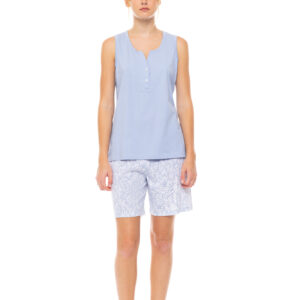PYJAMA SHORTS ICE BLUE FLEUR