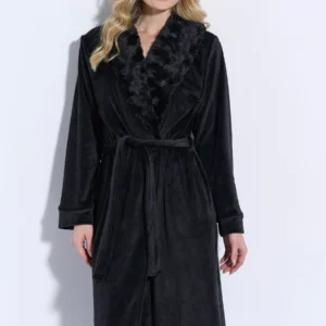 Jeannette Velvet Crossover Fur Robe